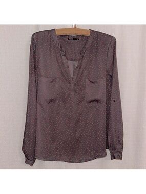 Tokito for MYER 12 Indigo Red Polka Romantic Long Sleeve V-Neck High Low Blouse